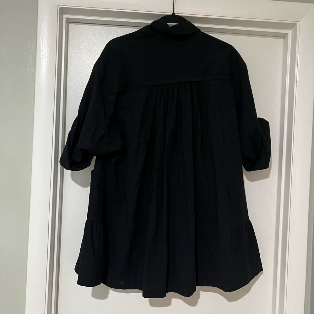 Black Mini Shirt Dress - Picture 7 of 9